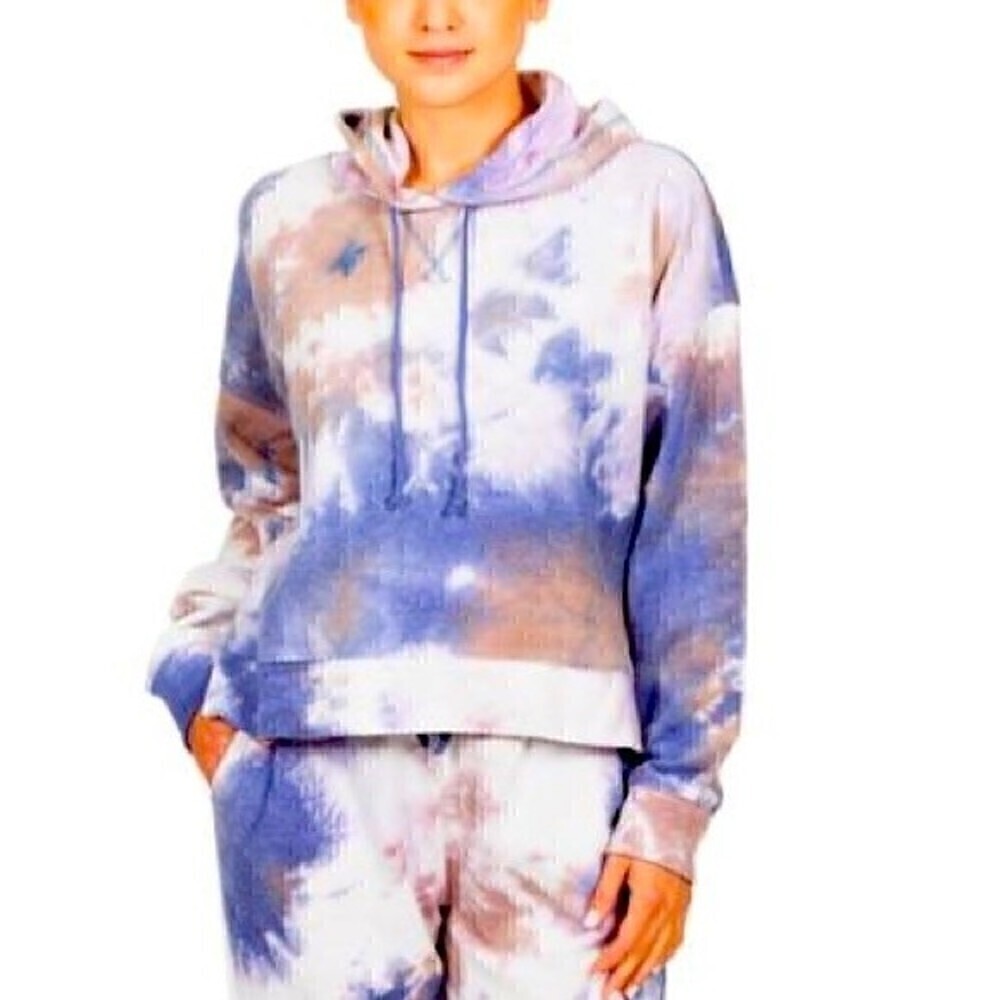 New Hippie Rose JuniorsFleece Hoodie Blue Lilac Tie Dye soft sweater  XS